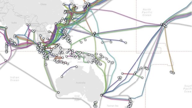 Australia's existing submarine telecommunications cables before the Sunshine Coast cable was connected.