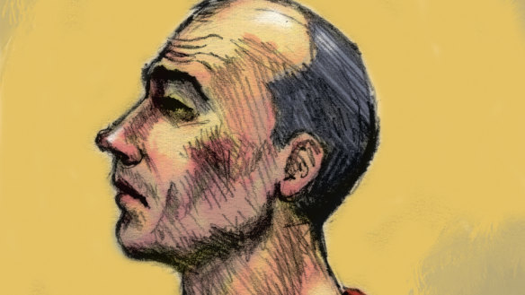 Sketch of Kevin Farrugia when first in the magistrates court in 2004.