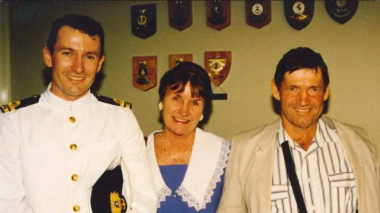 Mark McGowan with his parents Dennis and Mary in the mid-90s.