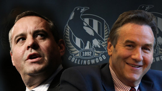 Gloves off at Collingwood: Mark Korda (left) and Jeff Browne are at loggerheads over the presidency and board.