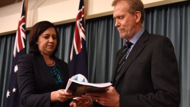 CCC chair Alan MacSporran, pictured with Premier Annastacia Palaszczuk at his appointment in 2015.
