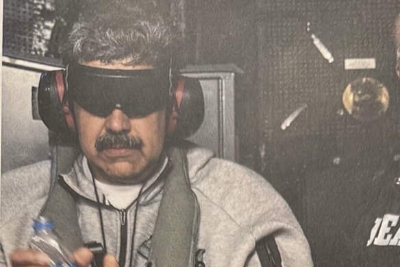Venezuelan President Nicolas Maduro aboard the USS Iwo Jima after he was captured by US forces.