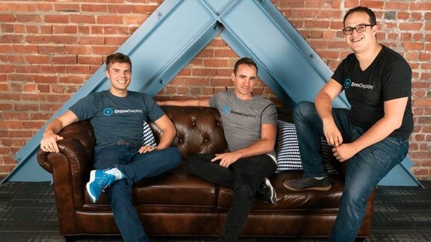Founders of US startup DroneDeploy: Jono Millin, Nick Pilkington, and Mike Winn. 