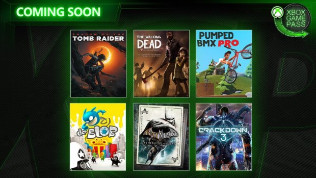 The lineup being added to Game Pass in February includes new release Crackdown 3, the recent Shadow of the Tomb Raider and a collection of older Batman Arkham games.