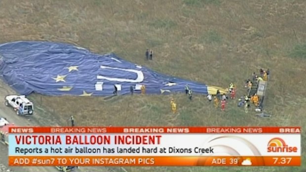 A hot air balloon after it crashed in Dixons Creek earlier this year. 