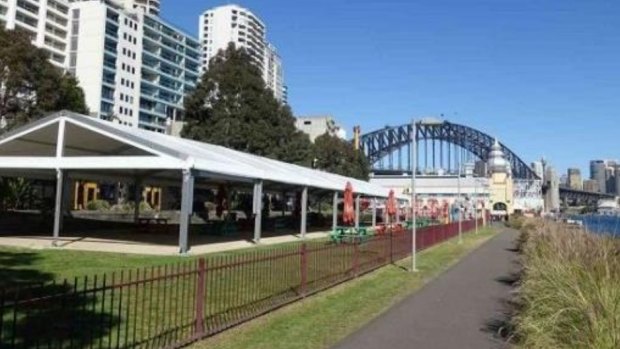 Luna Park's operators want to use Lavender Green, an outdoor lawn area stretching between Sydney Harbour and apartments at Milsons Point, for events in marquees as well as temporary rides and amusements. 