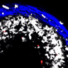 Advanced intravital imaging shows memory B cells (red) interacting with macrophages (white) inside a lymph node (blue).