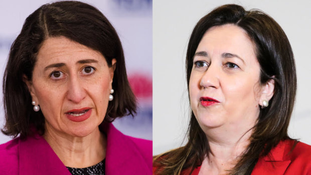 Politician in a pearl earring: Gladys Berejiklian; Queensland Premier Annastacia Palaszczuk.