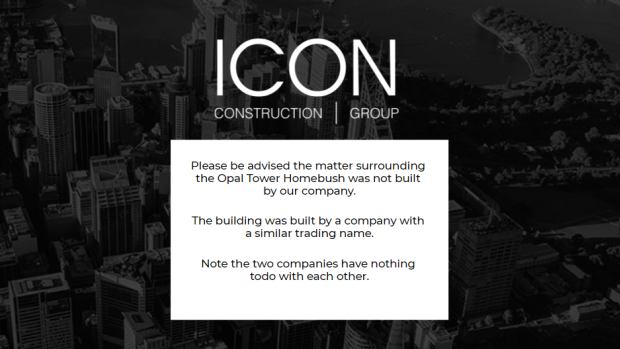 Icon Construction Group has been forced to clarify it is not Icon Co, which built the Opal Tower.