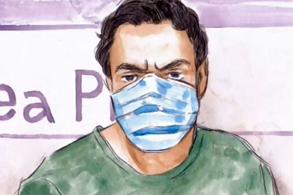 Ashley Bropho, as depicted by an artist, during one of his court appearances.