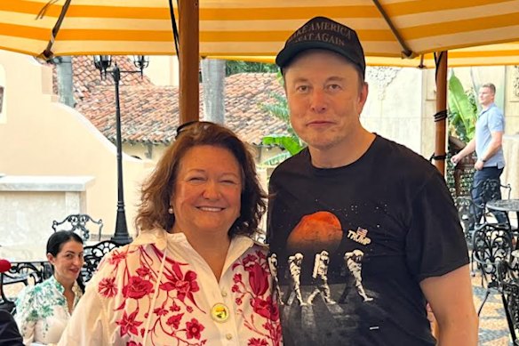 Gine Rinehart with Elon Musk.