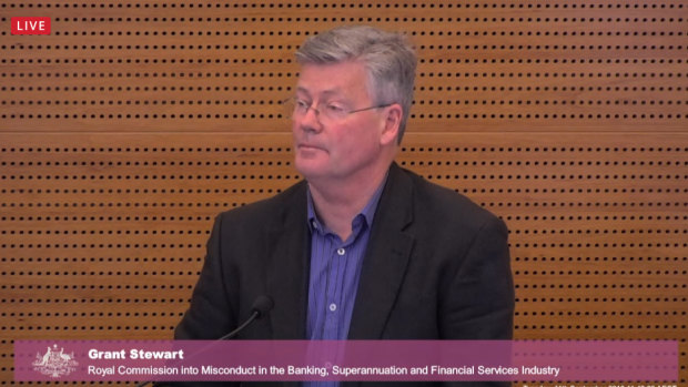 Grant Stewart appearing before the royal commission.