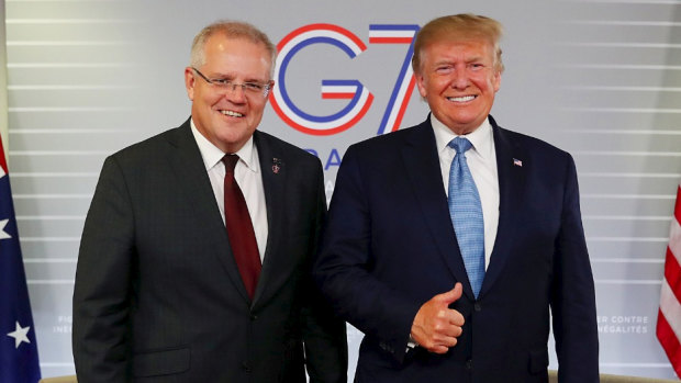 Scott Morrison meets Donald Trump at the G7 summit in Biarritz, France