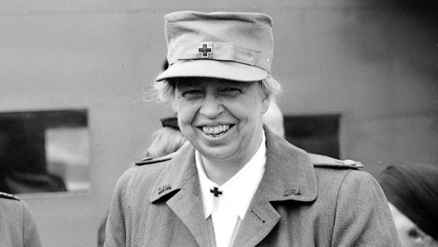 Eleanor Roosevelt in Sydney in 1943, during World War II.
