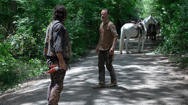Rick's white horse is an echo of the very first episode of the series, when he rode into a deserted Atlanta.