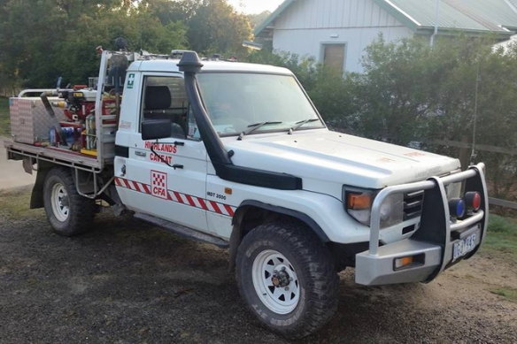 The CFA-marked ute stolen from the Highlands-Caveat brigade on Thursday.