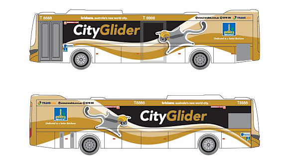 An artist’s impression of the proposed Gold CityGlider, promised in the Brisbane City Council budget.
