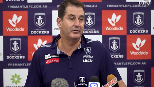Ross Lyon was at his jovial best as he deflected questions about his future on Wednesday.