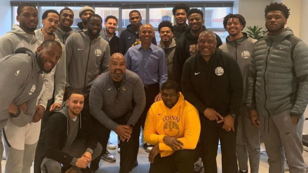 Golden State players and staff with President Barack Obama.
