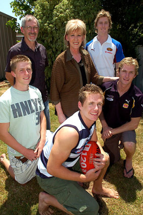 Family fun: Joel Selwood (front), dad Bryce, mum Maree, and brothers Troy, Scott and Adam.