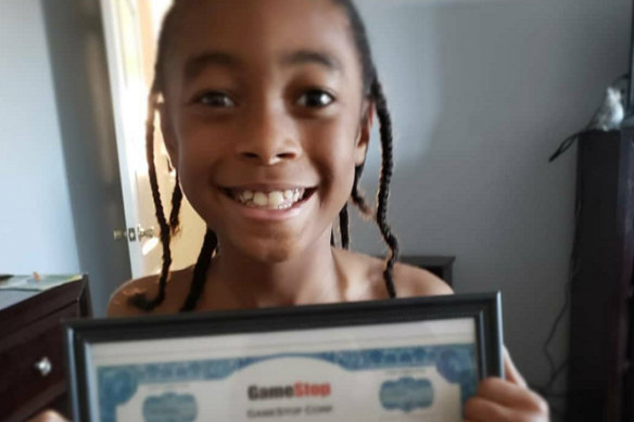 Jaydyn Carr, a 10-year-old from San Antonio, Texas was given 10 GameStop shares that cost $US6 apiece two years ago as a Kwanzaa gift from his mother Nina. Amid the GameStop trading frenzy, Jaydyn is reeling from excitement after selling his shares for about $US3200. 