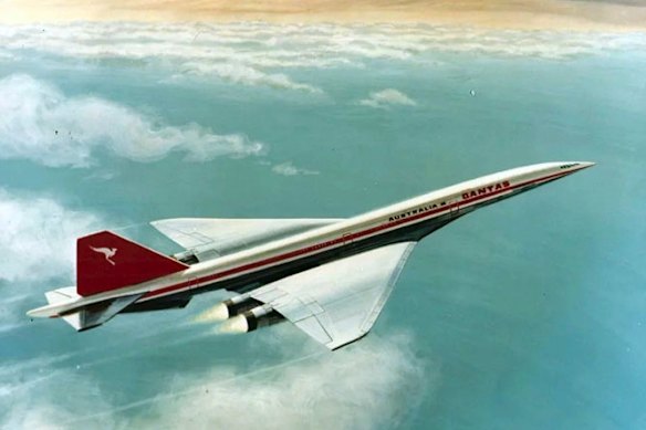 An illustration of how the Qantas version of the Boeing 2707 supersonic might have looked.