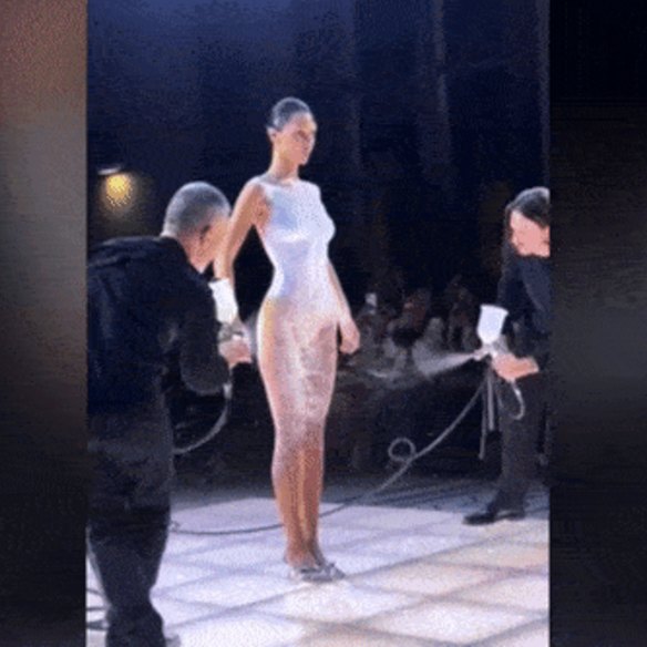 Bella Hadid’s spray-on dress stunt went viral.