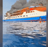 Terrified passengers leap into the sea to escape deadly ferry blaze