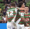 Brandon Smith mocking future teammate Latrell Mitchell after a game in 2022.