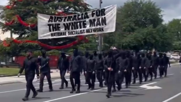 ‘Only crooks wear balaclavas’: Police call for neo-Nazi march ban