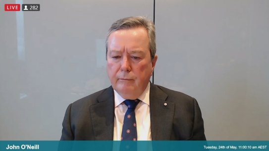 John O’Neill giving evidence at the NSW inquiry on Tuesday.