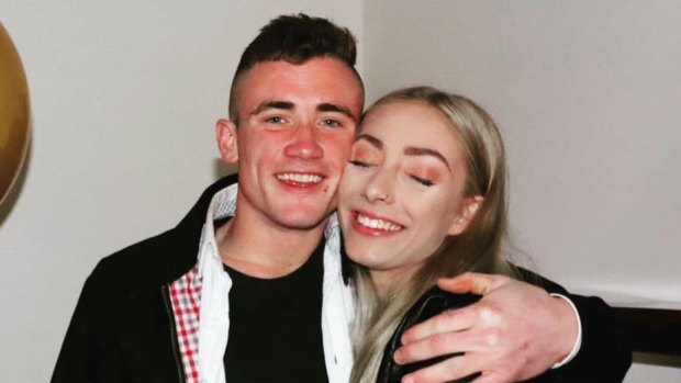 Macayla Dickson and friend Liam Cahill, who was fatally stabbed. 