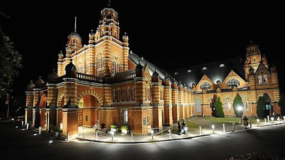 Brisbane's Old Museum Building at night.