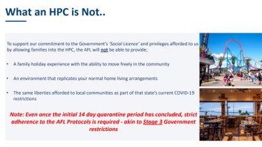 Afl Players Told Don T Expect A Family Holiday In Hubs