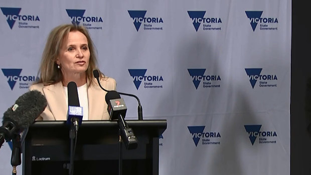 The Doherty Institute’s Sharon Lewin at a Victorian government press conference in June 2021.