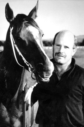 Tough as they come: Two-time Stradbroke Handicap winner Rough Habit with trainer John Wheeler in 1992.