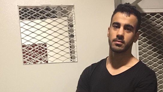 Hakeem AlAraibi in detention at Suvarnabhumi Airport in Bangkok.