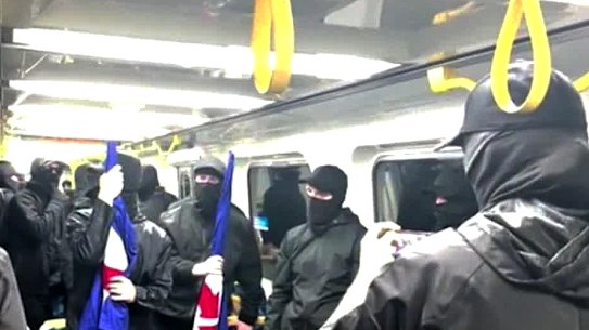 A group of neo-Nazis on board a Melbourne train.