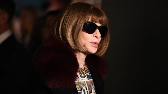 The glasses stay on: US Vogue editor Anna Wintour attends the Burberry show during London Fashion Week. February 20, 2017.