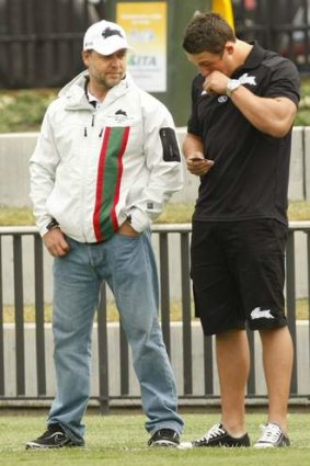 Sam Burgess gets emotional after a touching gesture from Russell Crowe on his arrival at Redfern from England.