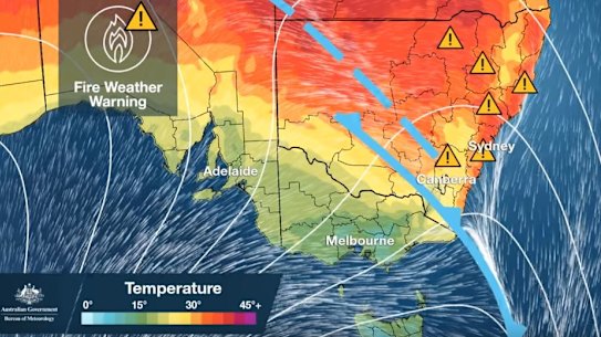 A total fire ban has been declared statewide for Tuesday with hot, windy conditions forecast. 