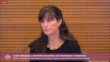 ASIC's Louise Macaulay at the royal commission on Friday.