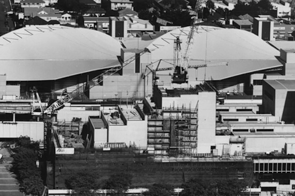 The Queensland Performing Arts Centre under construction in the 1980s. 