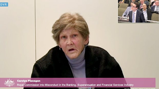 Carolyn Flanagan giving evidence at the banking royal commission. Mrs Flanagan lost her home after going guarantor on her daughter's small business. 