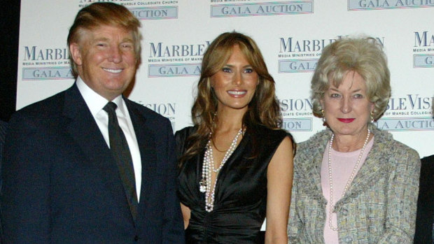 Donald and Melania Trump with the President's sister Maryanne in 2005.