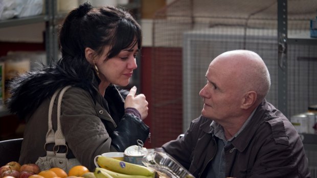 Hayley Squires and Dave Johns in <i>I, Daniel Blake.</i>