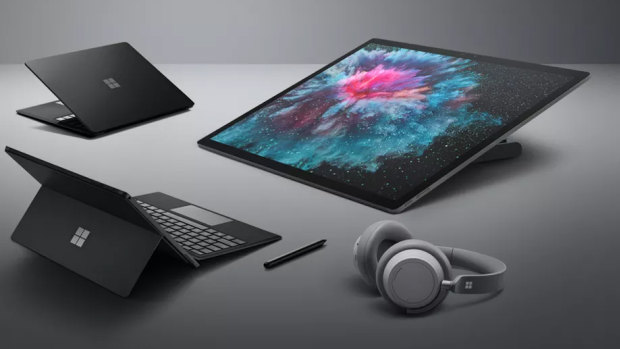 Microsoft's new line of Surface devices: the Laptop 2, Pro 6, Studio 2 and Headphones.