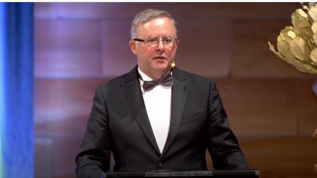 Labor leader Anthony Albanese spoke at the Chau Chak Wing Museum dinner in November, 2020.