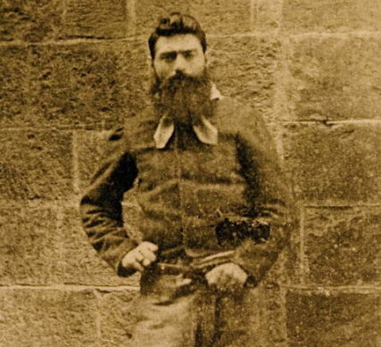 A famous photo of bushranger Ned Kelly in prison.