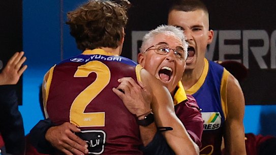 Chris Fagan celebrates on the siren.